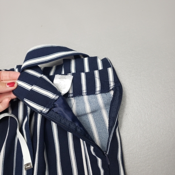 Ci sono navy blue and white striped ankle pants women's size medium - Picture 10 of 14